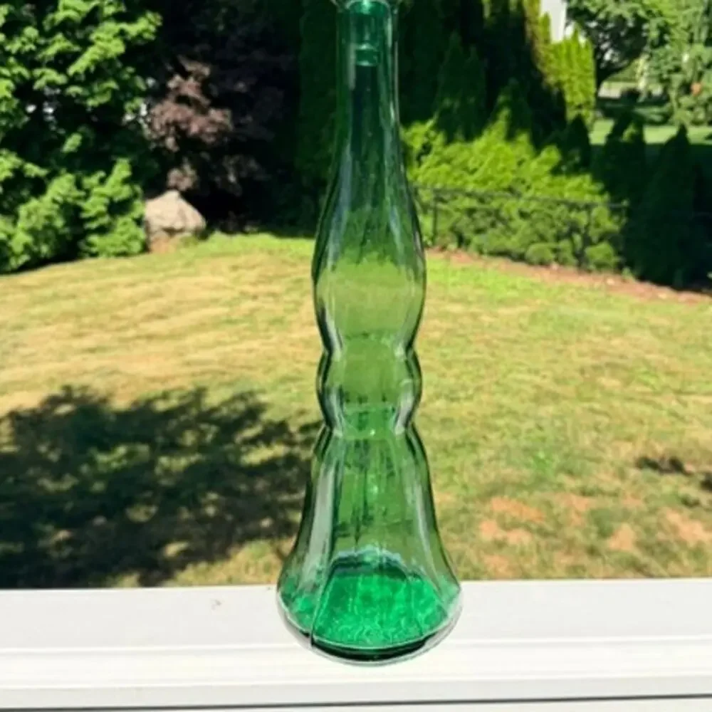 Vintage Empoli Italy Bell Pattern Green Genie Bottle Decanter